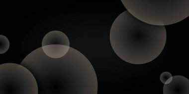 Şeffaf Yüzen Çemberler ve Yumuşak Bokeh Işığıyla Karanlık Soyut Arkaplan