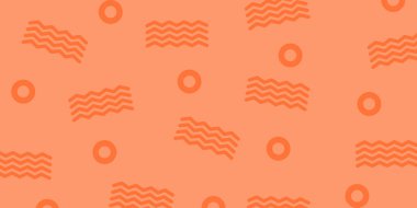 Kusursuz Turuncu Memphis Desenli Çemberler ve Zigzag Çizgileri Arkaplanı