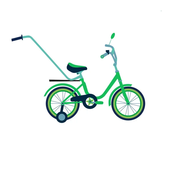 Rowerek dziecięcy lub trzykołowy w płaskim stylu. Kolorowe dziecko rower ikona powozu, gra zabawka. Ilustracja wektora. — Wektor stockowy