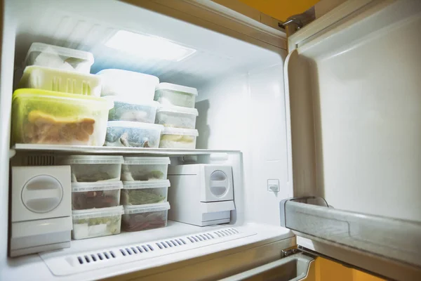 Deep Freeze Interior Stacked Frozen Foods — Stock Photo, Image