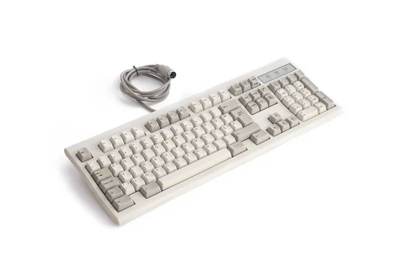 Вінтажні Механічні Комп Ютерні Клавіатури Ізольовані Білому Тлі — стокове фото
