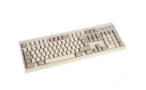 Cortar Imagem Teclado Computador Antigo Isolado Fundo Branco — Fotografia de Stock