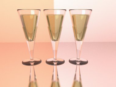 Şampanya şarap kadehler 3d render
