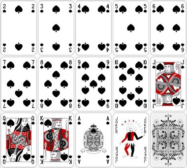 Poker kartları maça iki renk klasik tasarım ayarla