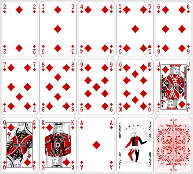 Poker kartları elmas set iki renk klasik tasarımı