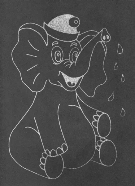 黑板上的快乐大象 — 图库照片