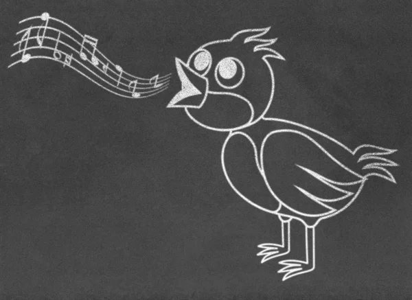 Kara tahta üzerinde şarkı kuş — Stok fotoğraf