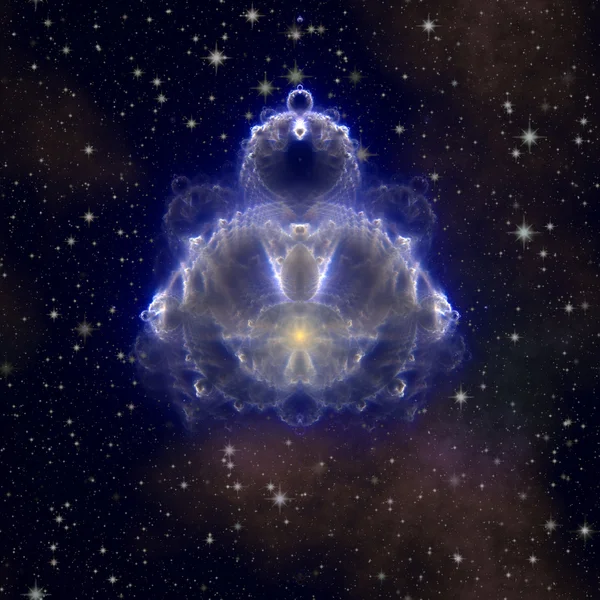 Buddhabrot - fractal Boeddha op nacht sterrenhemel — Stockfoto