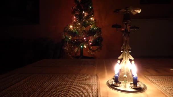 Vela de Natal árvore sinos — Vídeo de Stock