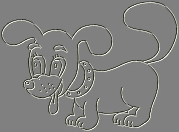 Metal relief little dog with tongue out — Stock Photo, Image