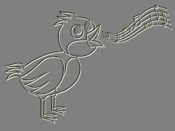 Metal relief singing bird — Stock Photo, Image