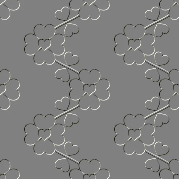 Metal relief heart flower seamless wallpaper — Stock Photo, Image