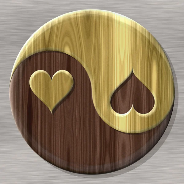 Symbole coeur Yin-yang avec fond de texture généré sans couture — Photo