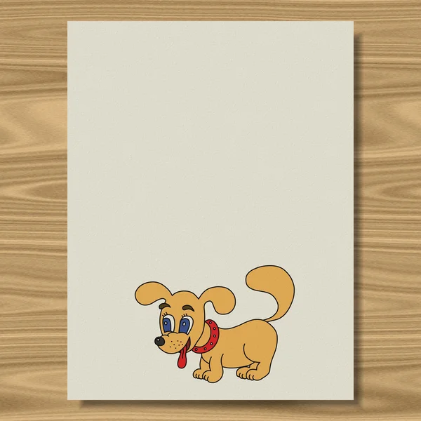 Dog writing paper texture wood background — Stock Photo, Image