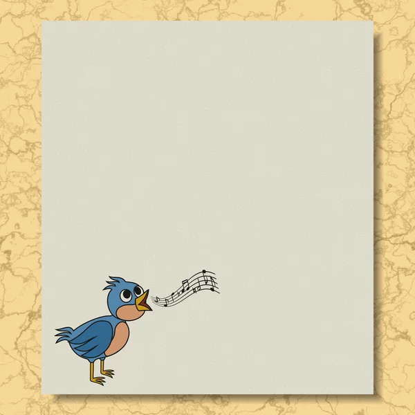 Singing bird writing paper marble texture background — Stock Photo, Image