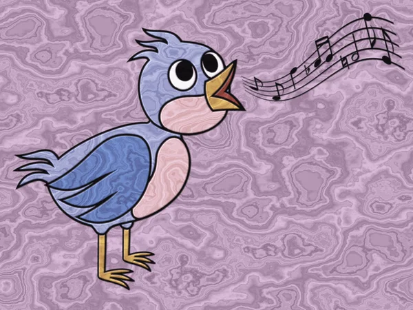 Zpívá pták úlevu malba na generované textuře mramoru backgro — Stock fotografie