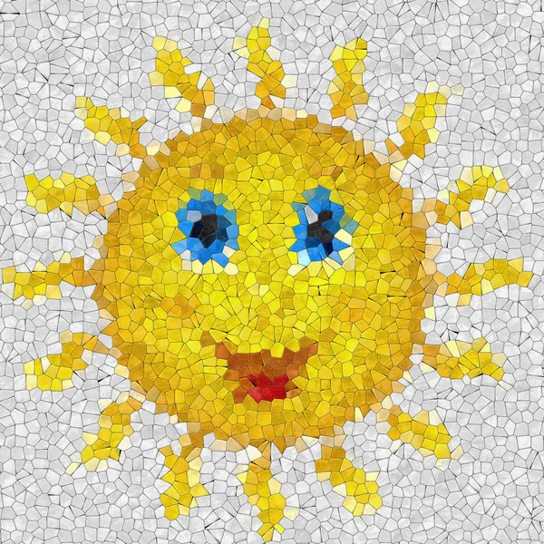 Happy slunce skleněná mozaika generovány textury幸せな太陽ガラス モザイク生成されたテクスチャ — Stock fotografie
