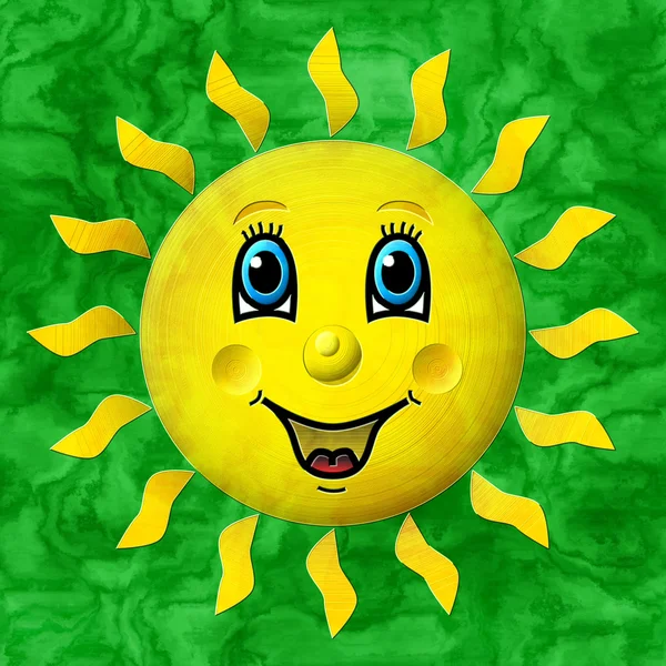 Щасливий сонцезахисний живопис на фоні створеної мармурової текстури — стокове фото