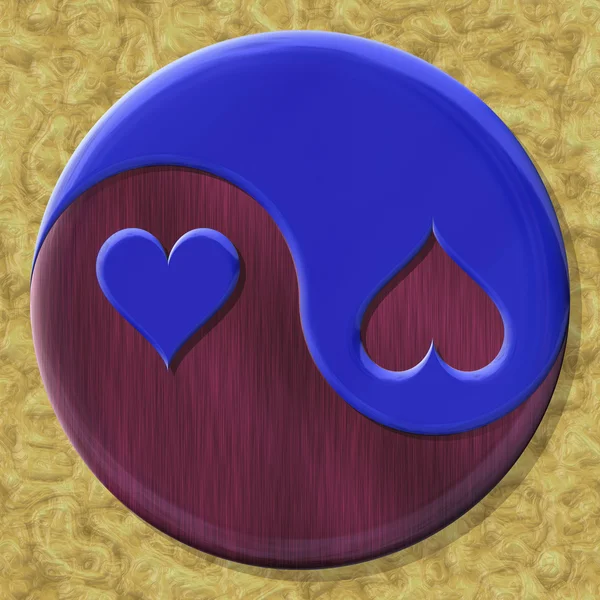 Символ сердца Инь Янь с бесшовным текстурным фоном — стоковое фото