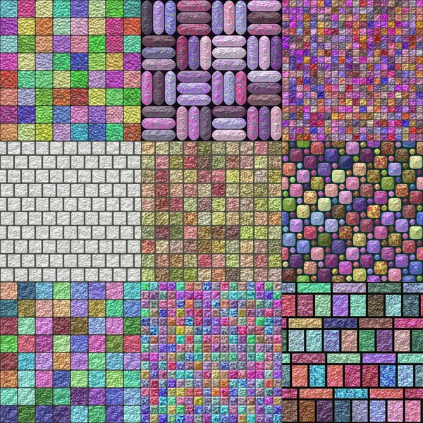 Set of glazed tiles seamless generated textures — Stock Photo, Image