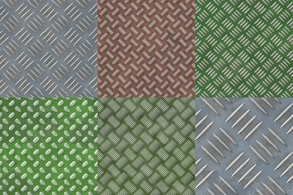Set of diamond metal plate seamless generated textures — Stock Photo, Image