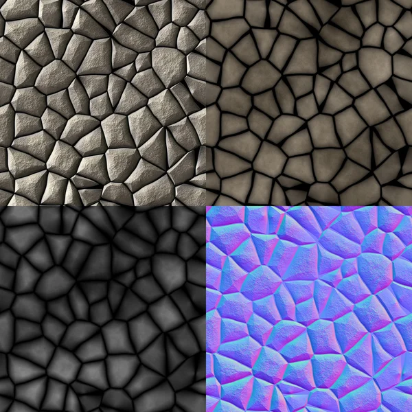 Flansen stenen naadloze gegenereerd textuur (met diffuse, hobbel en — Stockfoto