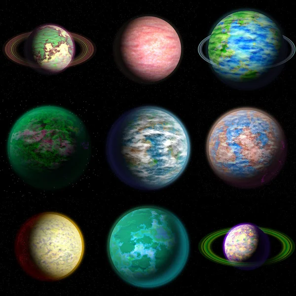 Reihe von Planeten erzeugten Texturen — Stockfoto