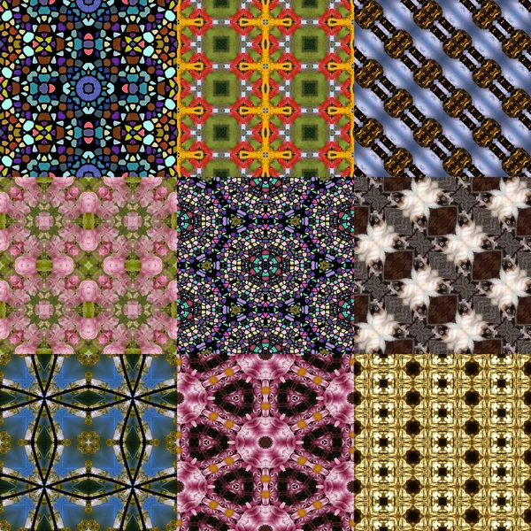 Set of kaleidoscopic seamless generated textures — Stock Photo, Image