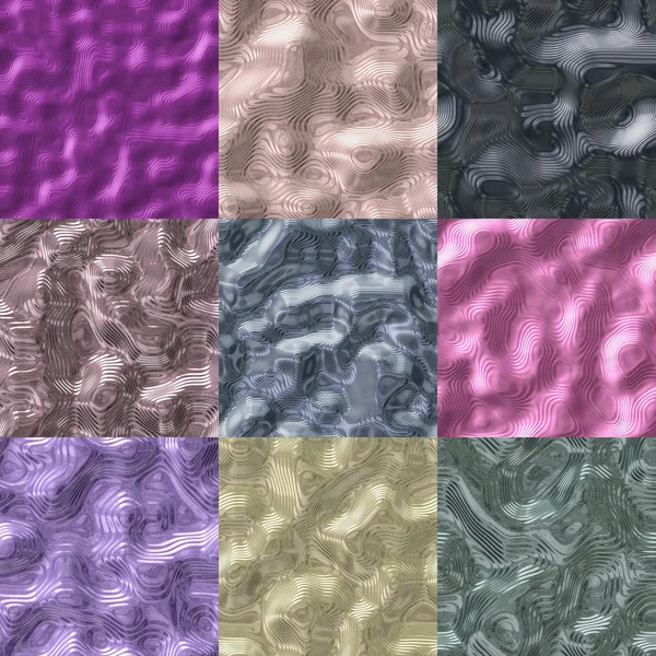 Set of alien fluid metal seamless generated textures — Stock Photo, Image