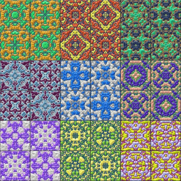 Set of glazed tiles seamless generated textures — Stock Photo, Image