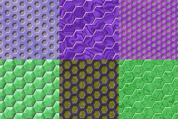 Набір шестишарових плиток безшовних створених текстур — стокове фото