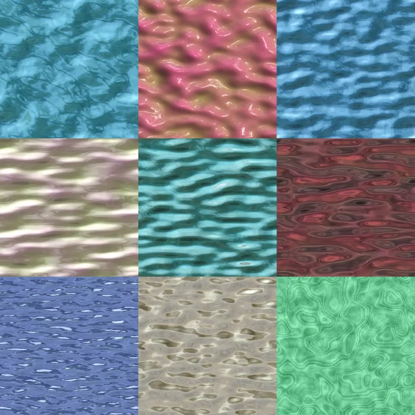 Set of liquid surface seamless generated textures — Stock Photo, Image