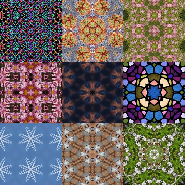 Set of kaleidoscopic seamless generated textures — Stock Photo, Image