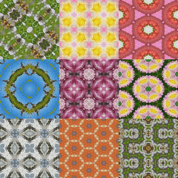 Sada skleněná mozaika kaleidoskopický bezešvé generované textury — Stock fotografie