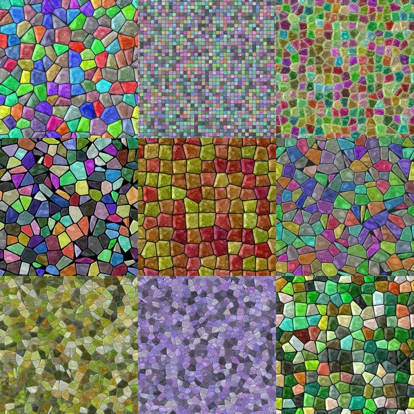 Set of glass mosaic seamless generated textures — Stock Photo, Image