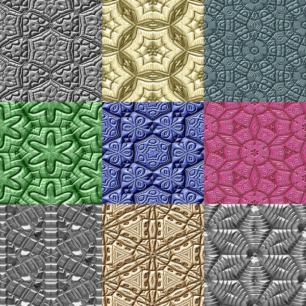 Set of Mayan ornaments seamless generated textures — Stock Photo, Image