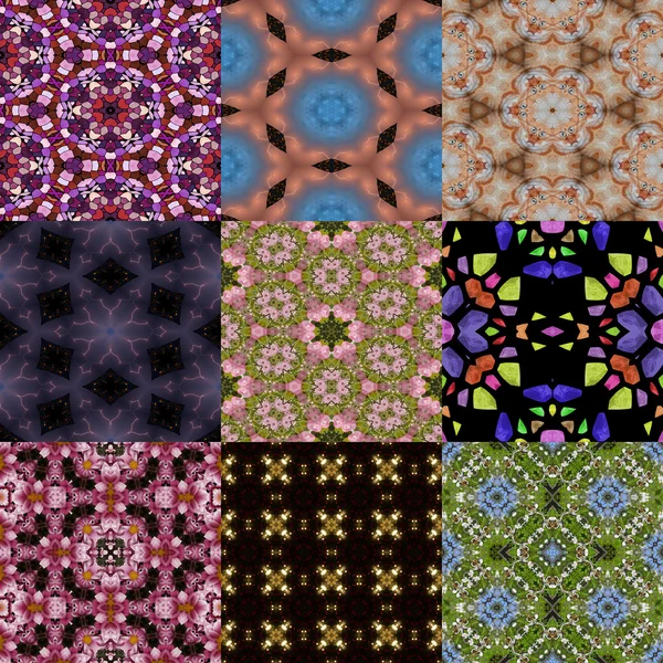 Set of kaleidoscopic seamless generated textures — Stock Photo, Image