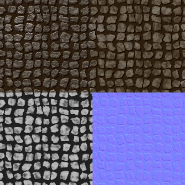 Pavement seamless generated texture (with diffuse, bump and norm — Stock Photo, Image