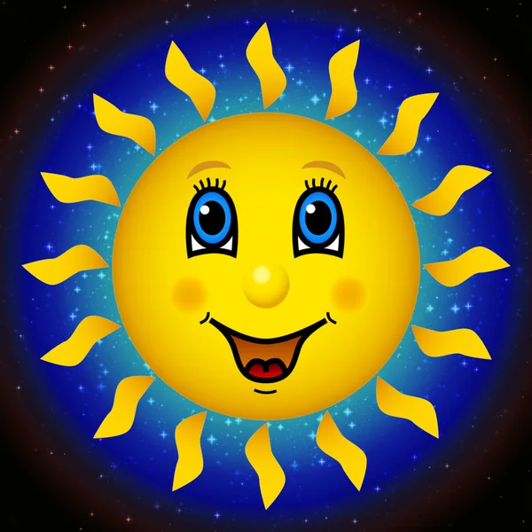 Happy slunce na hvězdné oblohy — Stock fotografie