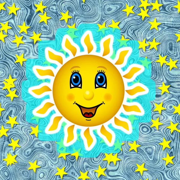 Happy sun on star sky — Stock Photo, Image