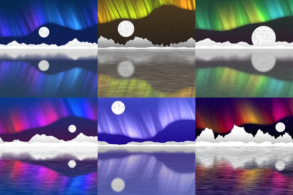 Set of arctic pole landscape generated background — Stock Photo, Image