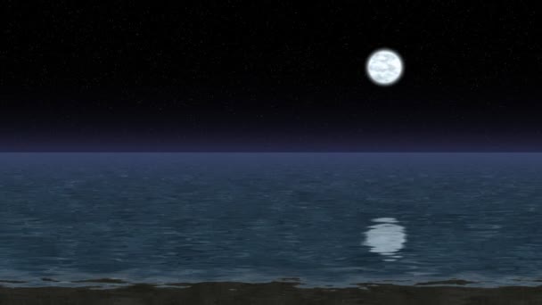 Paysage de mer de nuit généré boucle vidéo transparente 