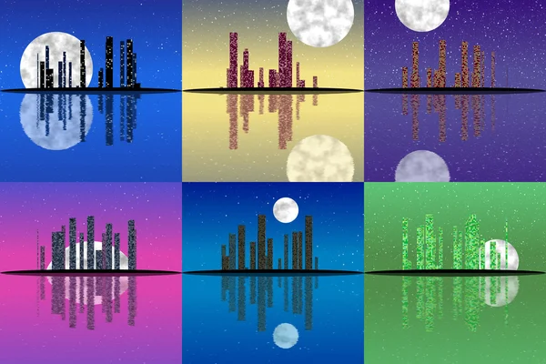 Set of night cityscape generated textures — Stock Photo, Image