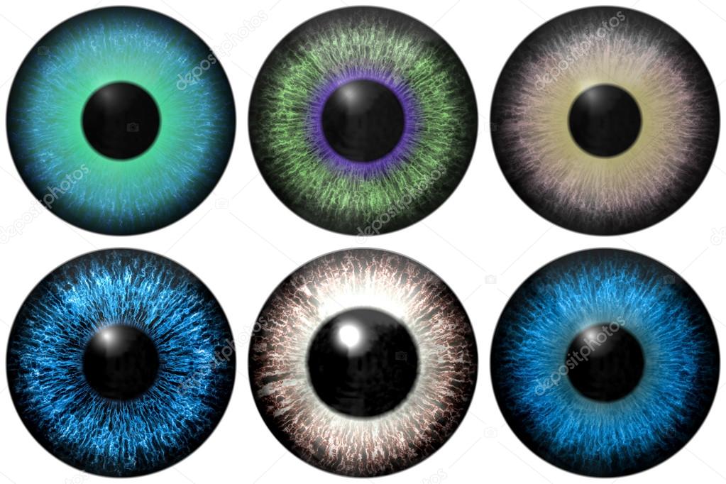 Set of eye iris generated textures