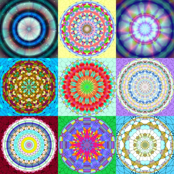 Set van mandala sieraad gegenereerd texturen — Stockfoto