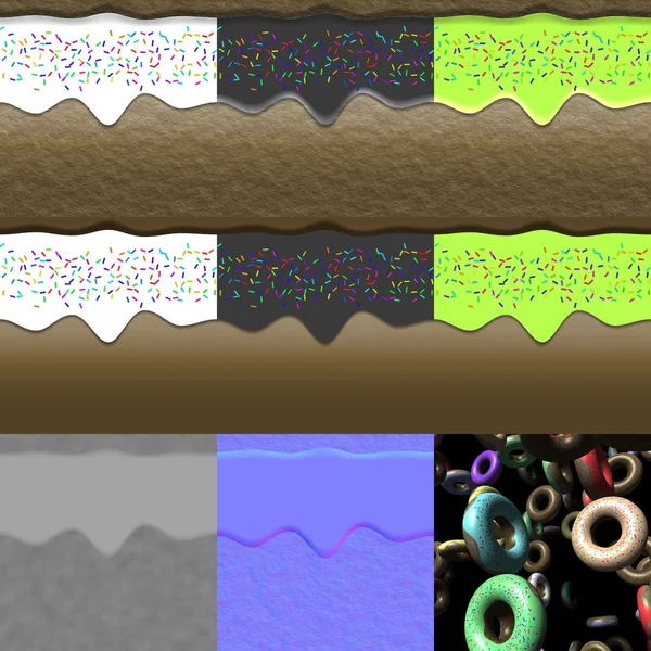 Rosquillas generadas texturas con difusa, golpe y normal — Foto de Stock