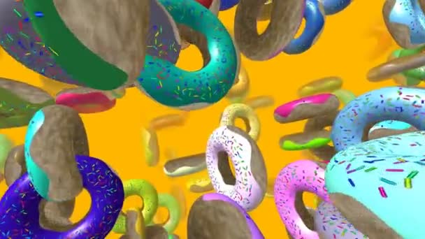 Donuts volants générés vidéo 3D 