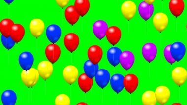 Parti balonları oluşturulan sorunsuz döngü video yeşil ekran