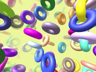Flying rings generated 3D background clipart