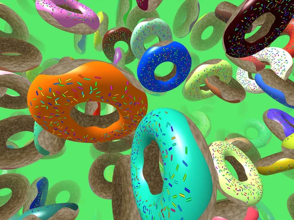 Donuts voadores gerado fundo 3D — Fotografia de Stock